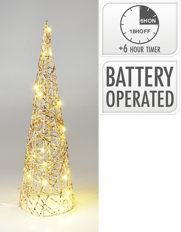 Julekegle med LED-belysning Timer 40 cm{XH}