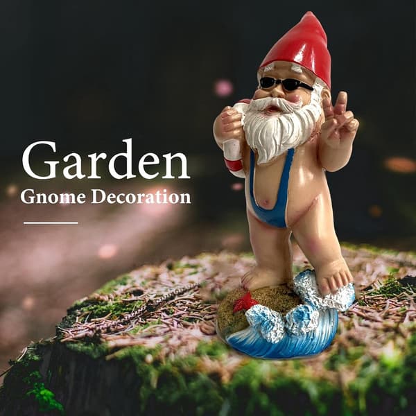 Hagegnomer Statue med Solcellelamper, Stor Hagegnome