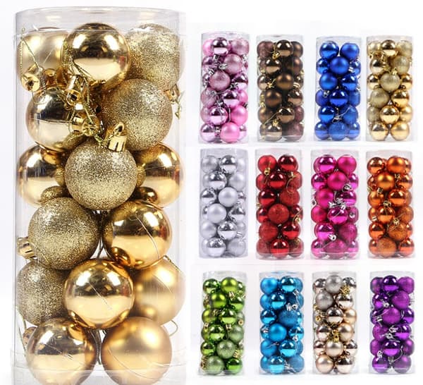 Champagneväriset joulukuulasetti 24 kpl - 4 cm - särkymätön