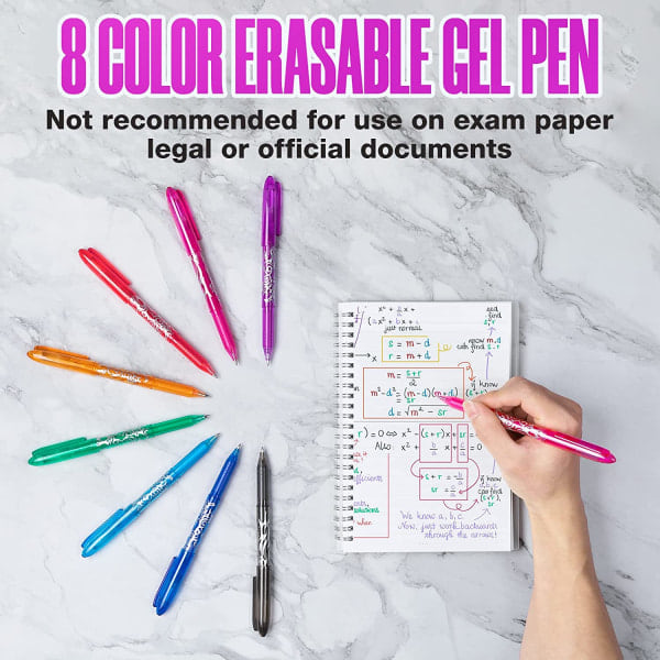 Erase Gel Pen 0,5 mm Spids Sletbar Pen, Voksne Børn Studerende Skole Kontor Papir Gaver - 8 Farver