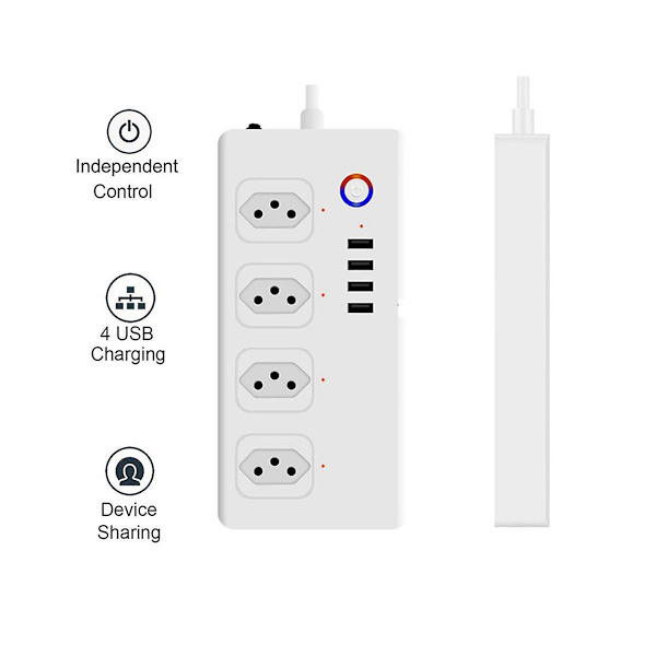 ZigBee Smart Plug Power Strip Brasil Forlengelsesledning Stemmestyring og Fjernkontroll & Tidsplan Smart Hjem Stikkontakt