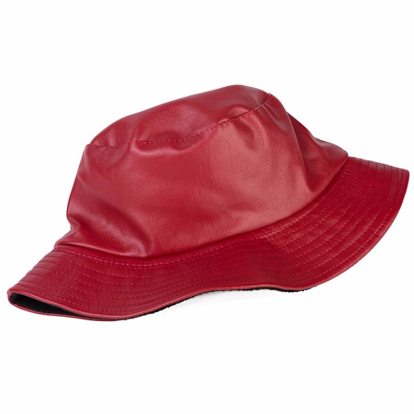 Unisex Muoti Bucket Hat PU Nahka Sadehattu Vedenpitävä (Punainen) Red