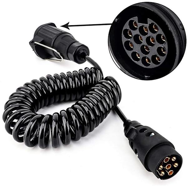 Forårskabeladapter - 12V/Trailer Stik - 1-Kompakt: Universal Pasform - 7 til 13 Pins/Biltilbehør