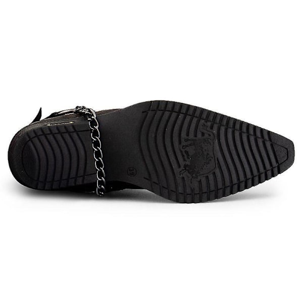 Läder cowboy boots med kubansk metallkedja för män 44
