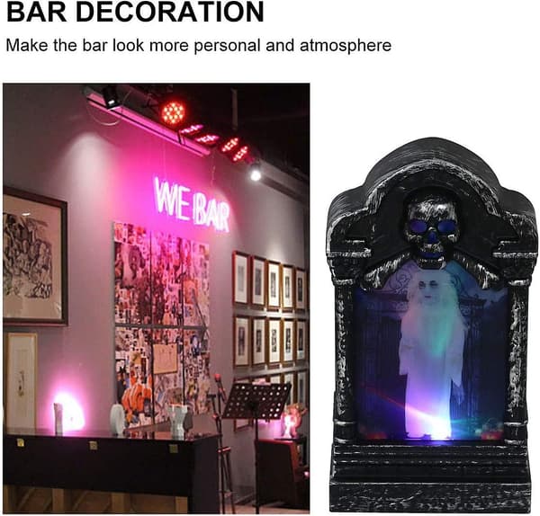 2 stk. Halloween lys LED horror lampe Skelet Gravsten