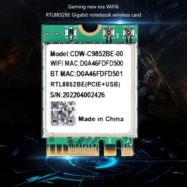Wifi 6 Realtek RTL8852BE Netværkskort 1800Mbps BT 5.0 Dual Band Trådløs Wi-Fi Adapter 802.11ac/ax 2.4G/5Ghz MU-MIMO
