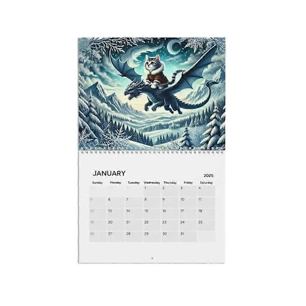 2025 Katt Drageskytter Kalender, Kreativ Katt Drageskytter Spiralbundet Kalender 2025