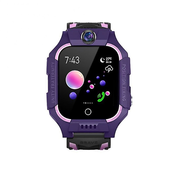 Barn 4G Älykello pojille ja tytöille SOS GPS-paikannus videopuhelut kamera vedenkestävä kello SIM-kort lapsille Älykäskello Smart Watch Purple