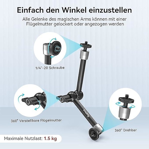 Smallrig 10 tuuman Magic Arm -nivelvarsi ja Super Clamp -suuripuristin monitorille ja LED-valolle - Kbum2732[qb]