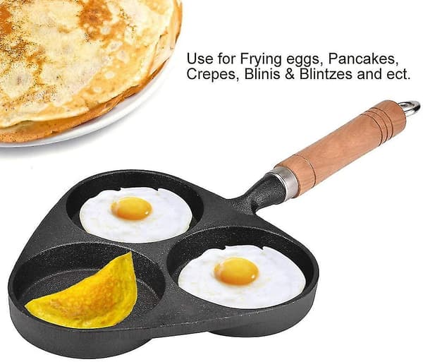 Mini Eggpan 3 Former, Jernpanne Omelett Steking Burger Stekt Pot