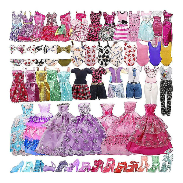 35 stycken Barbie dockkläder tillbehör set Barbie docka klä upp klänning Mini Fairy Collection kläder rekvisita slumpmässig stil för flickor present