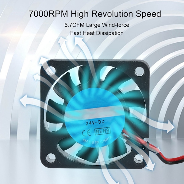 2 stk 24V 4010 7000RPM Høy Vindkraft Ekstruderingskjøler Stille Blåsende 3D-Skrivervifte