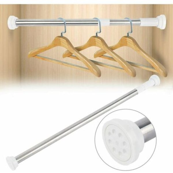 50-80CM Dusjgardinstang i rustfritt stål, teleskopstang med gummi for skap/badkar/vindu/tørketrommel