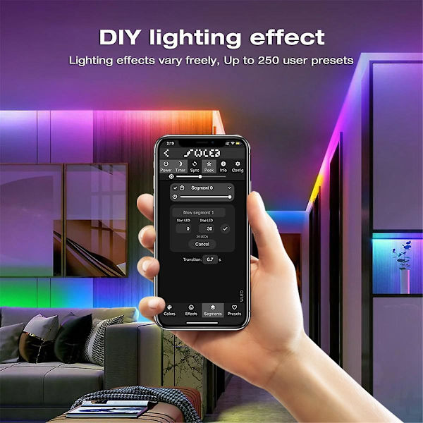 WLED Strip Controller LED-lys Over 100 dynamiske lysmoduser DIY WiFi APP-kontroll 800 IC RGB R