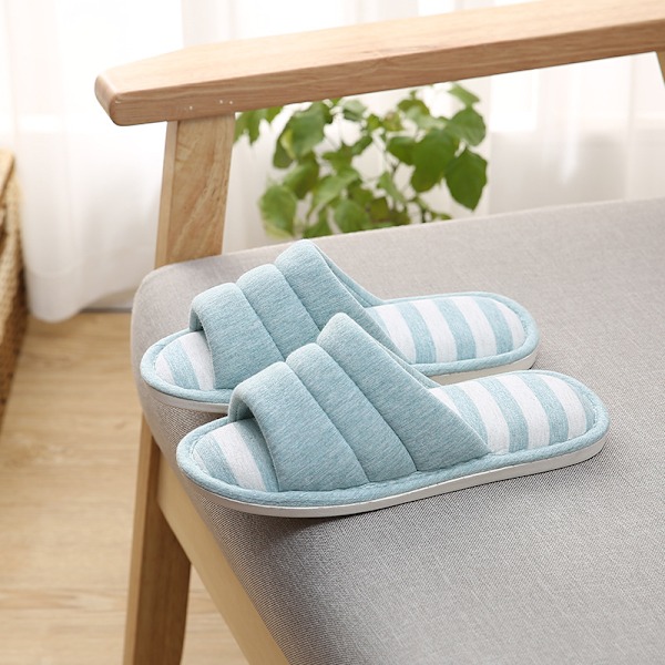 Hustofflor med öppen tå för damer och herrar, mjuka bomulls inomhusskor med memory foam, tofflor att sticka in foten i för sovrummet