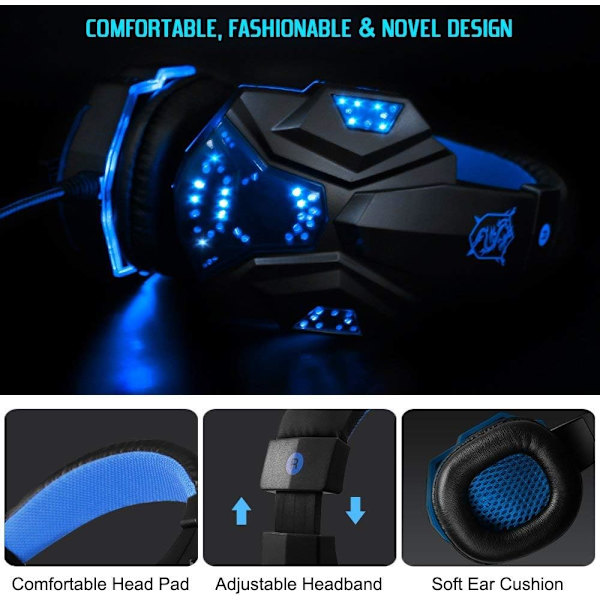 Dland Gaming Headset med mikrofon og LED-lys
