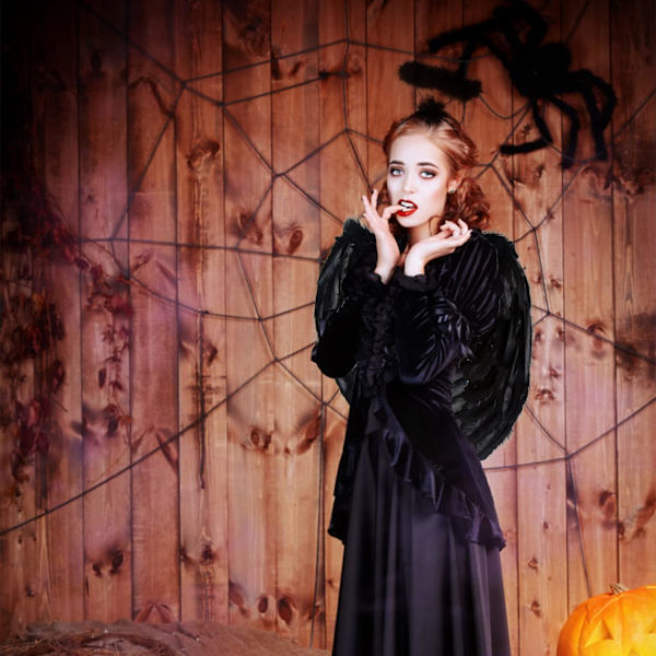 Englevinger og Glorie, Hvide Englevinger Faldne Englevinger Kostume Til Halloween Julefest For Voksne ... Sort
