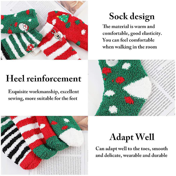 4 par julstrumpor plus fleece strumpor
