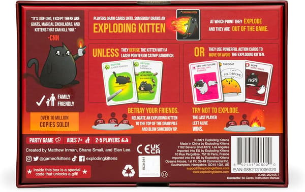 Exploding Kittens Original Edition EKG-ORG1-1 Brettspill, Flerfarget, 11.2 x 16.21 x 3.81 cm