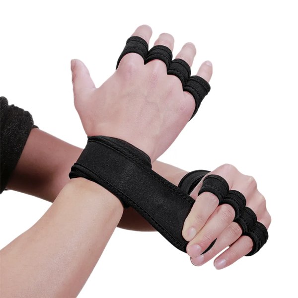 Träningshandskar med integrerad handledsrem, halkfria handskydd för powerlifting pull-ups