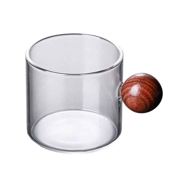 Fargerike Glasskaffe Kopper med Treballhåndtak Stilig Drikkemugg Vannkopp for Te Kaffe Latte Transparent Transparent 120ml