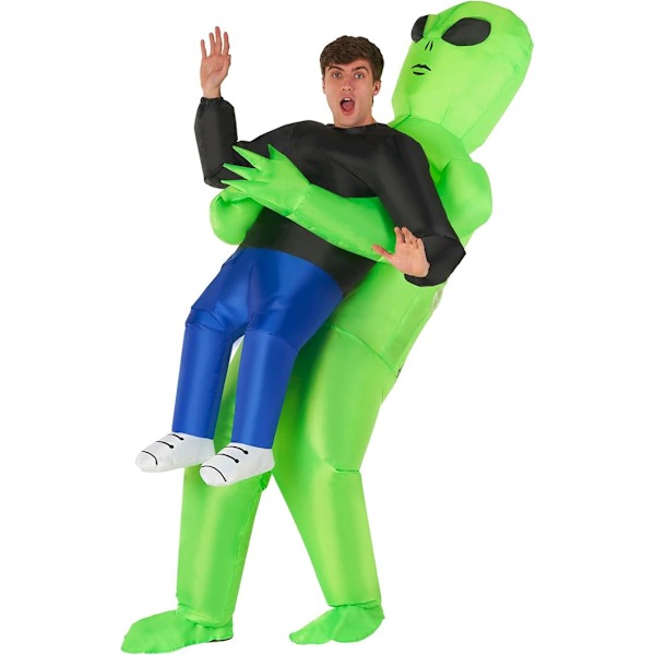 Oppblåsbar Alien Kostyme for Voksne, Alien Kidnapping Kostyme, Kidnappet av Alien Kostyme, Morsomme Oppblåsbare Halloween Kostymer for Voksne adult