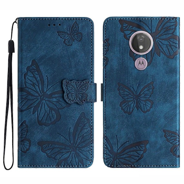 Skin-touch Butterfly Pattern PU Læderetui med Stativ og Pengepungfunktion til Motorola Moto G7 Power Multifarvet Multicolored Style F