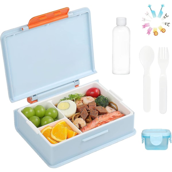 Bento Box Ault Lunchlåda, Bento Box För Barn, 3 Fack 1050ml Läckagesäker Bento Lunchlåda För Barn, Bpa-fri, Frys, Diskmaskin Och Mikrovågsugn Säker