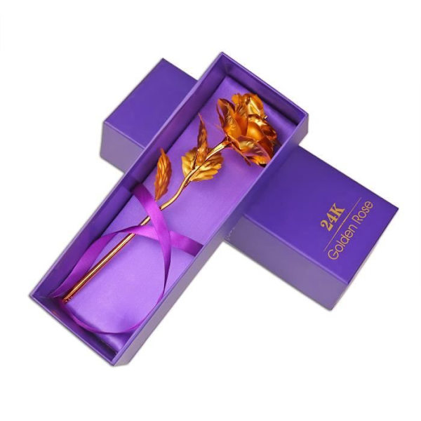 24k guldfolie Ros för evigt med presentförpackning Perfekt present till Alla hjärtans dag, mors dag födelsedag bröllop