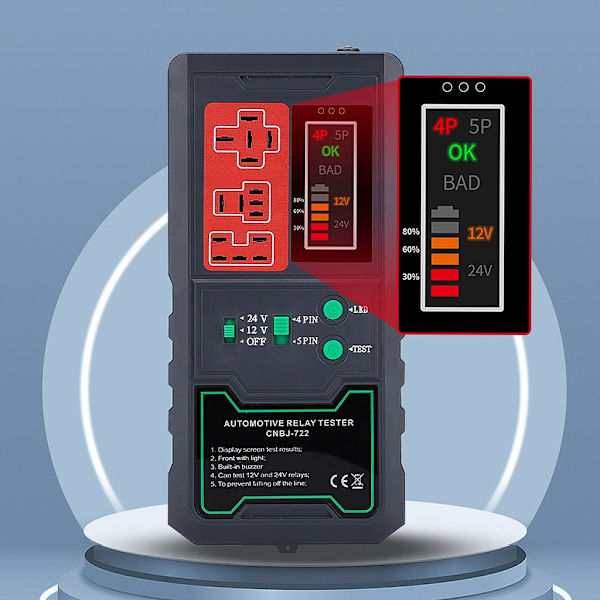 12V 24V Batteritest Reläanalysator Generator Checker Fordon Vevaxel Start Laddningssystem Motorcykel Diagnosverktyg