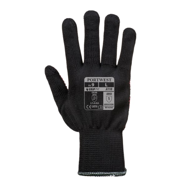 Portwest Unisex Adult A110 Polka Dot Grip Gloves XS Musta Musta Black XS