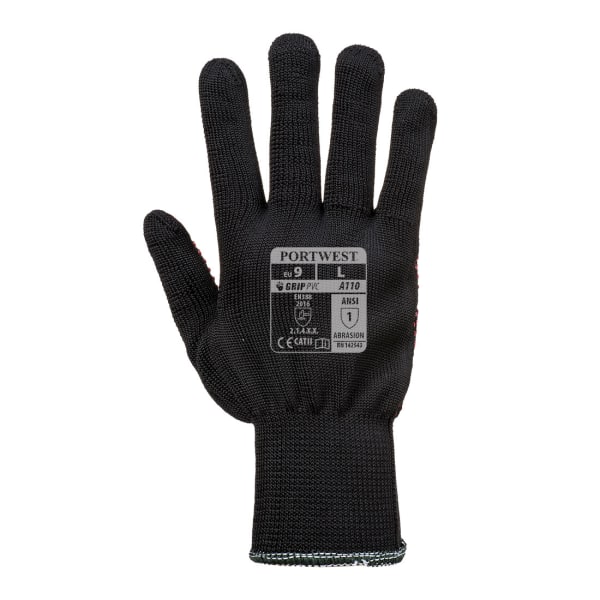 Portwest Unisex Adult A110 Polka Dot Grip Gloves XS Svart Svart Black XS