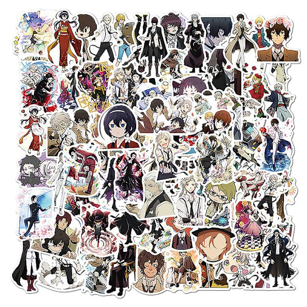 100 kpl Bungo Stray Dogs -tarroja Anime-tarra PVC-graffititarrat Matkalaukku[qb]