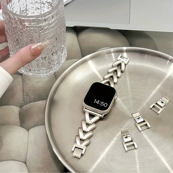 Luxury Love Heart Metal Strap For Apple Watch Band Ultra 44mm 45mm 41mm 40mm 49 Ladies Wristband For iWatch Series 9 8 7 6 SE 5 3 Rose Gold Rose Gold 38mm 40mm 41mm