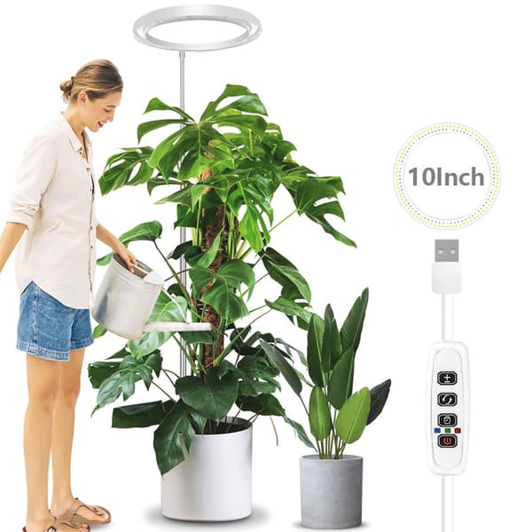 Fuld-spektrum 10-tommer USB plantevækstlys med justerbar arm, sort