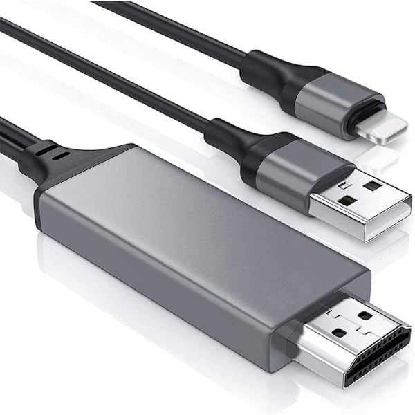 Lightning til HDMI-kabeladapter kompatibel med iPhone - Sort