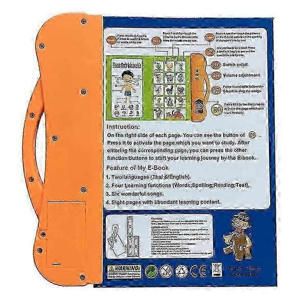 Engelsk Thai Lærings E-bok Puslespill Elektrisk Lydbok For Barn Orange