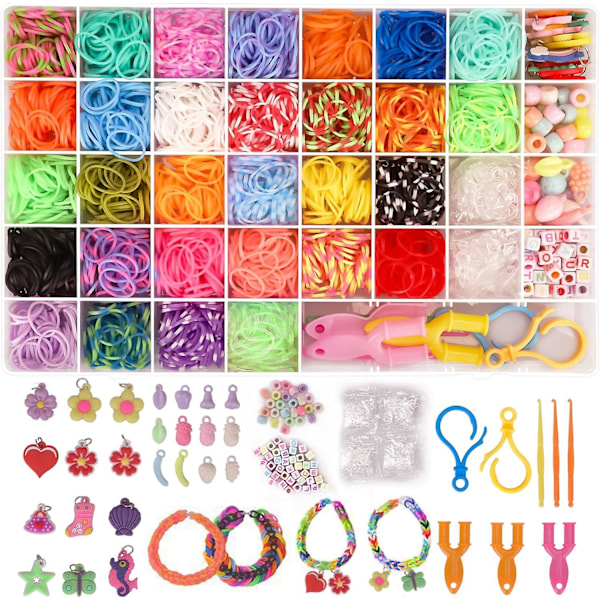 2500+ Loom Bands-set, 30 Färger Loom Twist Gummiband för DIY Fyllning Armband Tillverkning Hantverkssats