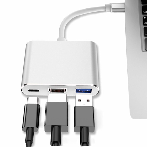 USB-C-HDMI-sovitin (tukee 4K/30Hz) - 3-in-1 Type-C-muunninjohto - MacBook Pro 2017/2018, MacBookille ja muille USB 3.0 Type-C -laitteille