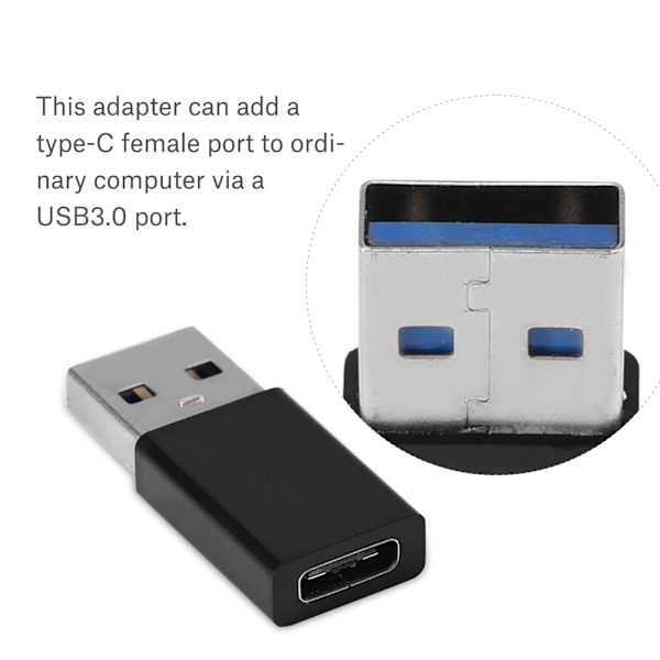 2 st USB 3.0 A hane till USB-C 3.1 typ C hona OTG data laddningsadapter omvandlare svart