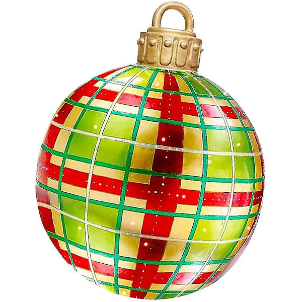 Ekstra store oppblåsbare julekuler i PVC, juledekorasjoner Silver stripe