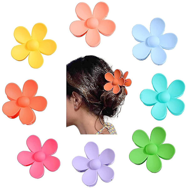 Pcs hårklämmor akryl blomma plast hårnålar käftklämmor halkfria hårklämmor barrette håraccessoarer för kvinnor flickor (Färgglad-a)