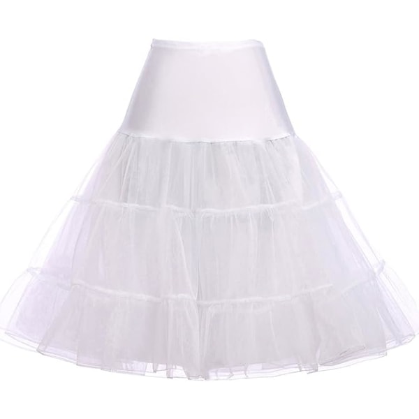 50s Petticoat Rockabilly Dress Crinoline Tutu For Women ZX White