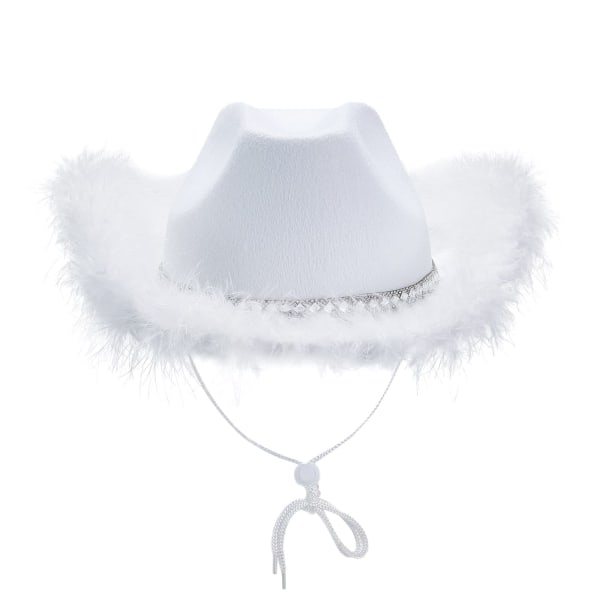 Dame Tiara Cowgirl Hat Western Fest Hat Tilbehør Disco Kostume Cowboy Hat Hvid