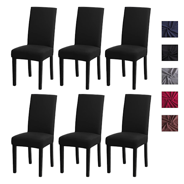pcs Stretch Stolskydd - Tvättbara Stretch Matstolsöverdrag black