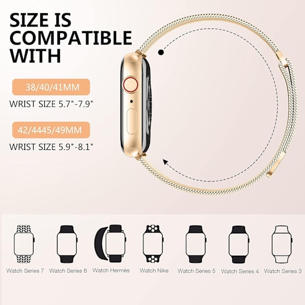 Metallband kompatibel med Apple Watch band 40mm 38mm 41mm Roséguld-WELLNGS Rose Gold Rose Gold 42/44/45/49mm