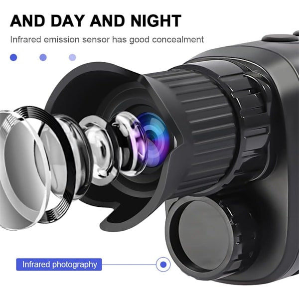 Nattkikkert, R7 Digitalt nattsynutstyr 1080P Full HD utendørs infrarød monokulær for fugletitting, jakt, camping, reiser