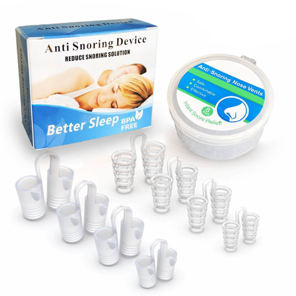 8-pack Snark-Nose-Extender-Klipp Professionell Män Kvinnor Hem Silikon Näsventiler Snarklösning