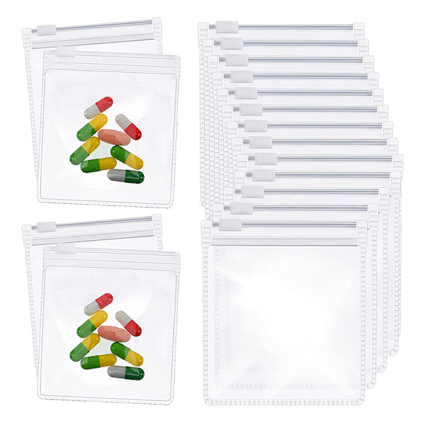 Pilletellings- og sorteringssteinsett med glidelås pilleorganisator 10PCS