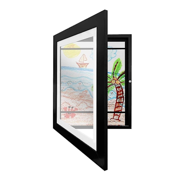 Barnerammer for kunst - Enkel å bytte kunstverk - Rammer for tegninger og kunstverk - Bildeammer for vegg og bordplate - Høy kvalitet Black